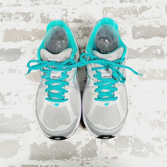 New Balance Teal Gray Lace-Up Mesh Running Athleisure Sneakers I586 - Picture 6 of 8